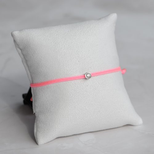  Fluo pink nylon cord bracelet with 0.10 carat lab-grown diamond in 925 silver – jKaldy Solo