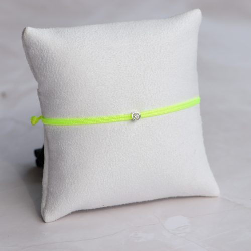  Fluo yellow nylon cord bracelet with 0.05 carat lab-grown diamond in 925 silver – jKaldy Solo
