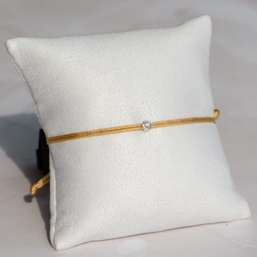  Golden nylon cord bracelet with 0.05 carat lab-grown diamond in 925 silver – jKaldy Solo