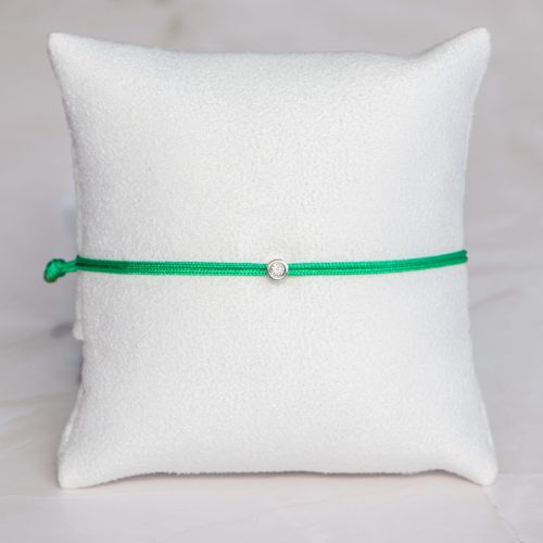  Green nylon cord bracelet with 0.05 carat lab-grown diamond in 925 silver – jKaldy Solo
