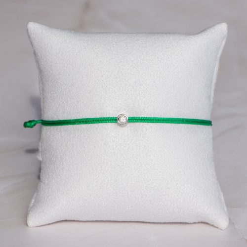  Green nylon cord bracelet with 0.10 carat lab-grown diamond in 925 silver – jKaldy Solo