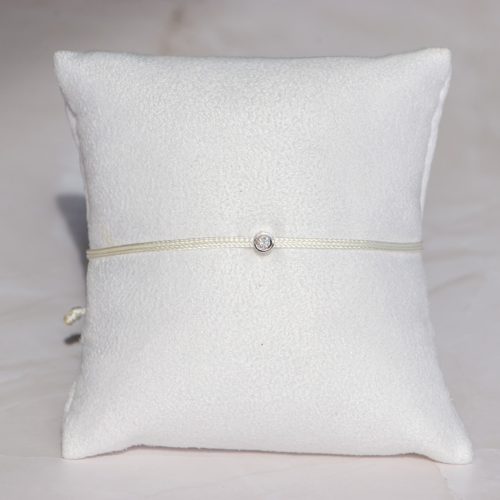  Ivory nylon cord bracelet with 0.05 carat lab-grown diamond in 925 silver – jKaldy Solo