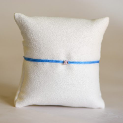  Light blue nylon cord bracelet with 0.05 carat lab-grown diamond in 925 silver – jKaldy Solo