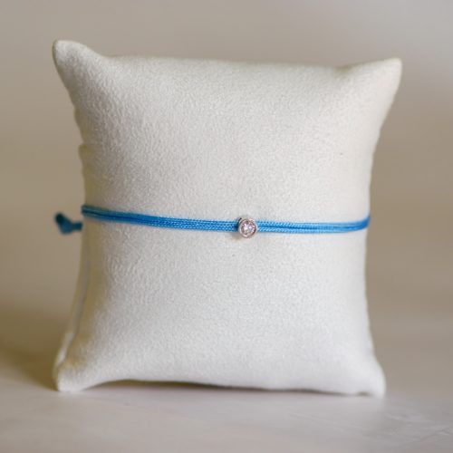  Light blue nylon cord bracelet with 0.10 carat lab-grown diamond in 925 silver – jKaldy Solo
