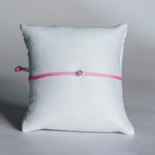  Light pink nylon cord bracelet with 0.05 carat lab-grown diamond in 925 silver – jKaldy Solo
