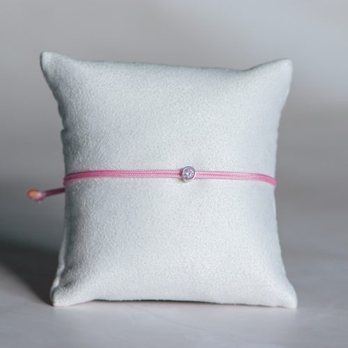  Light pink nylon cord bracelet with 0.10 carat lab-grown diamond in 925 silver – jKaldy Solo