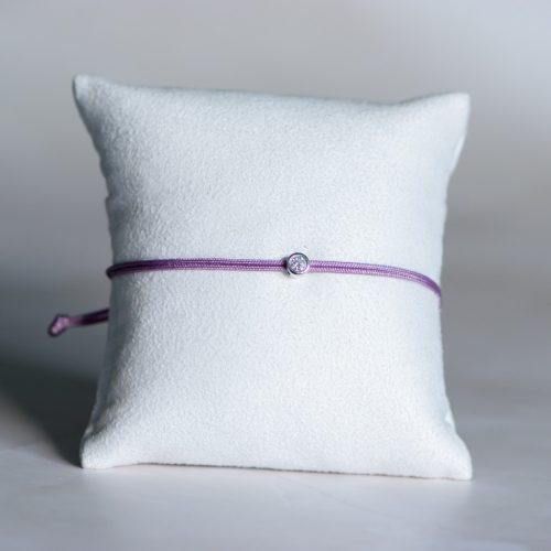  Lilac nylon cord bracelet with 0.10 carat lab-grown diamond in 925 silver – jKaldy Solo