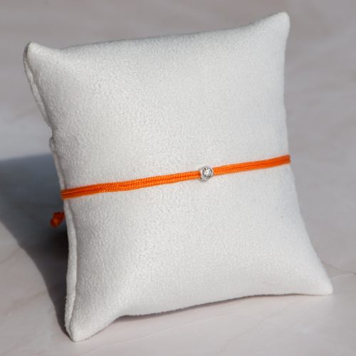  Orange nylon cord bracelet with 0.05 carat lab-grown diamond in 925 silver – jKaldy Solo