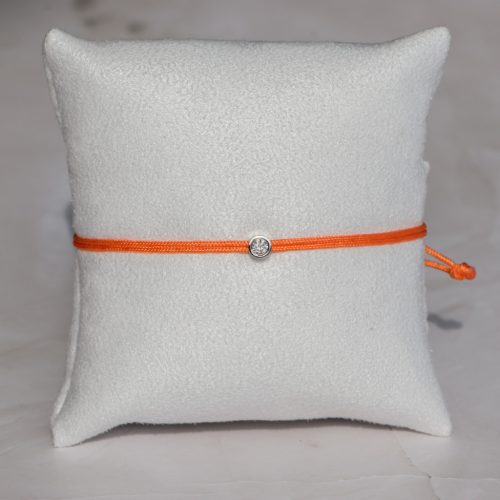  Orange nylon cord bracelet with 0.10 carat lab-grown diamond in 925 silver – jKaldy Solo