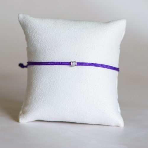  Purple nylon cord bracelet with 0.10 carat lab-grown diamond in 925 silver – jKaldy Solo
