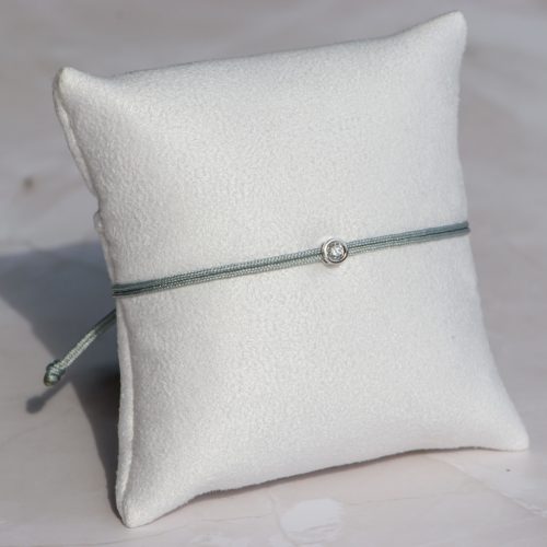  Silver grey nylon cord bracelet with 0.10 carat lab-grown diamond in 925 silver – jKaldy Solo