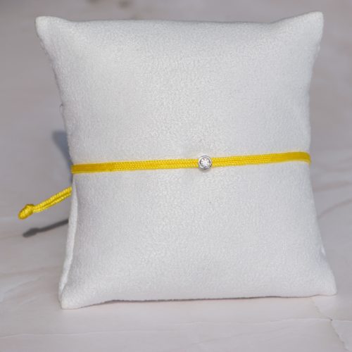  Yellow nylon cord bracelet with 0.05 carat lab-grown diamond in 925 silver – jKaldy Solo