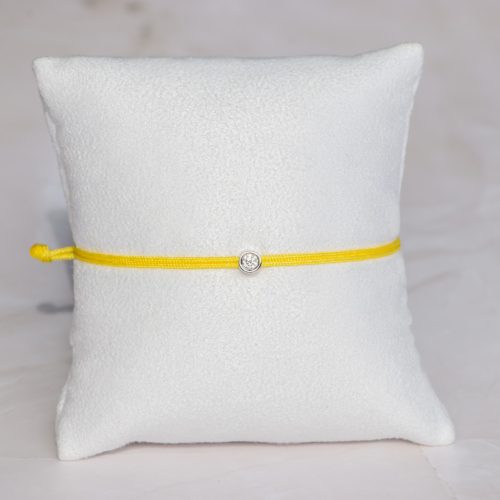  Yellow nylon cord bracelet with 0.10 carat lab-grown diamond in 925 silver – jKaldy Solo